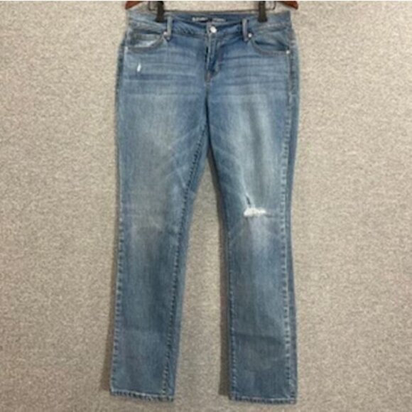 Old Navy Womens Jeans Size 6 Blue Denim Original Mid Rise Distressed Straight - Picture 3 of 14